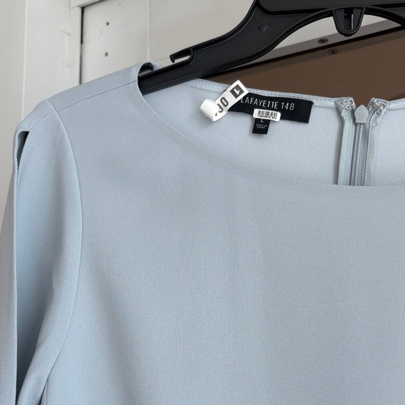 Lafayette 148 New York Light Blue Long Sleeve Dress - Picture 3 of 6